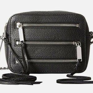 Rebecca Minkoff 4 Zip Moto Camera Bag Black Leather Crossbody